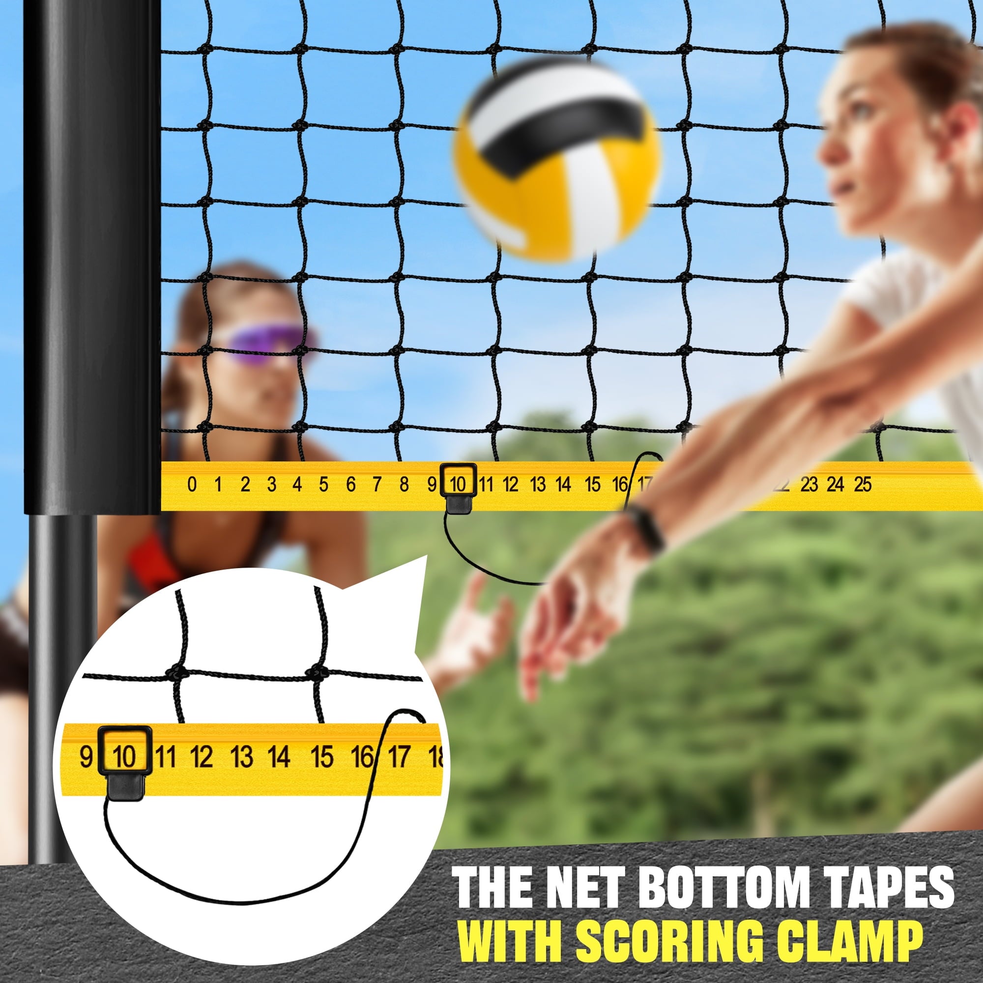 CureCalor Volleyball Net Set, 32*8 Feets, 3 Heights Adjustable for Beach Backyard, PU Volleyball with Carrying Bag and Pump