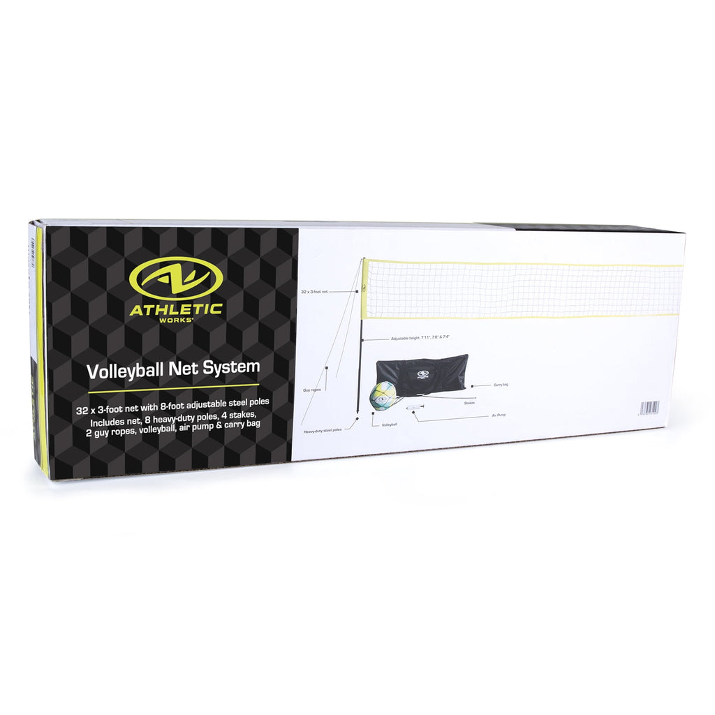 Athletic Works Outdoor Volleyball and Net Set with Ball and Pump