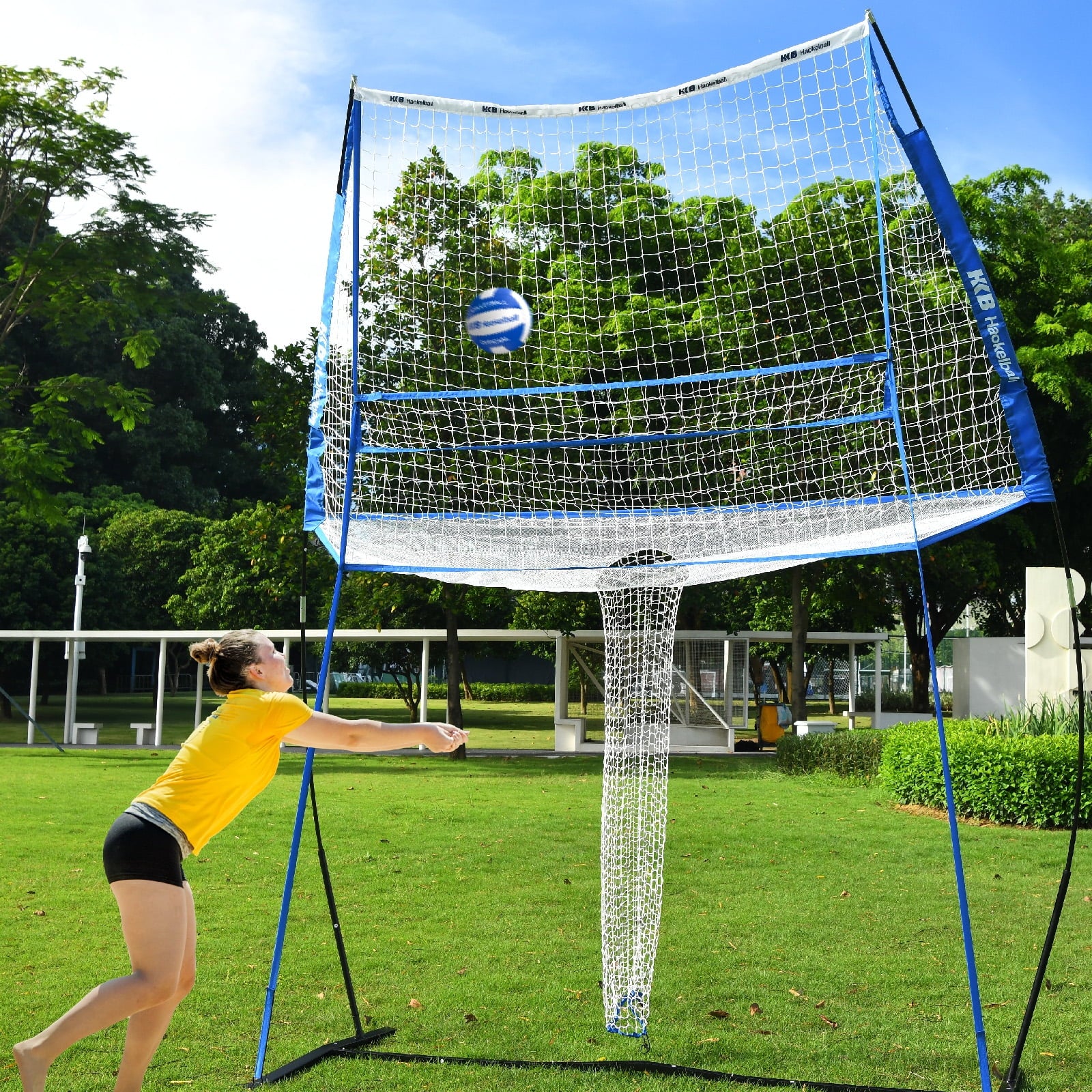 Haokelball 11x 8 ft Volleyball Training Equipment Practice Net Station for Backyard Indoor Outdoor
