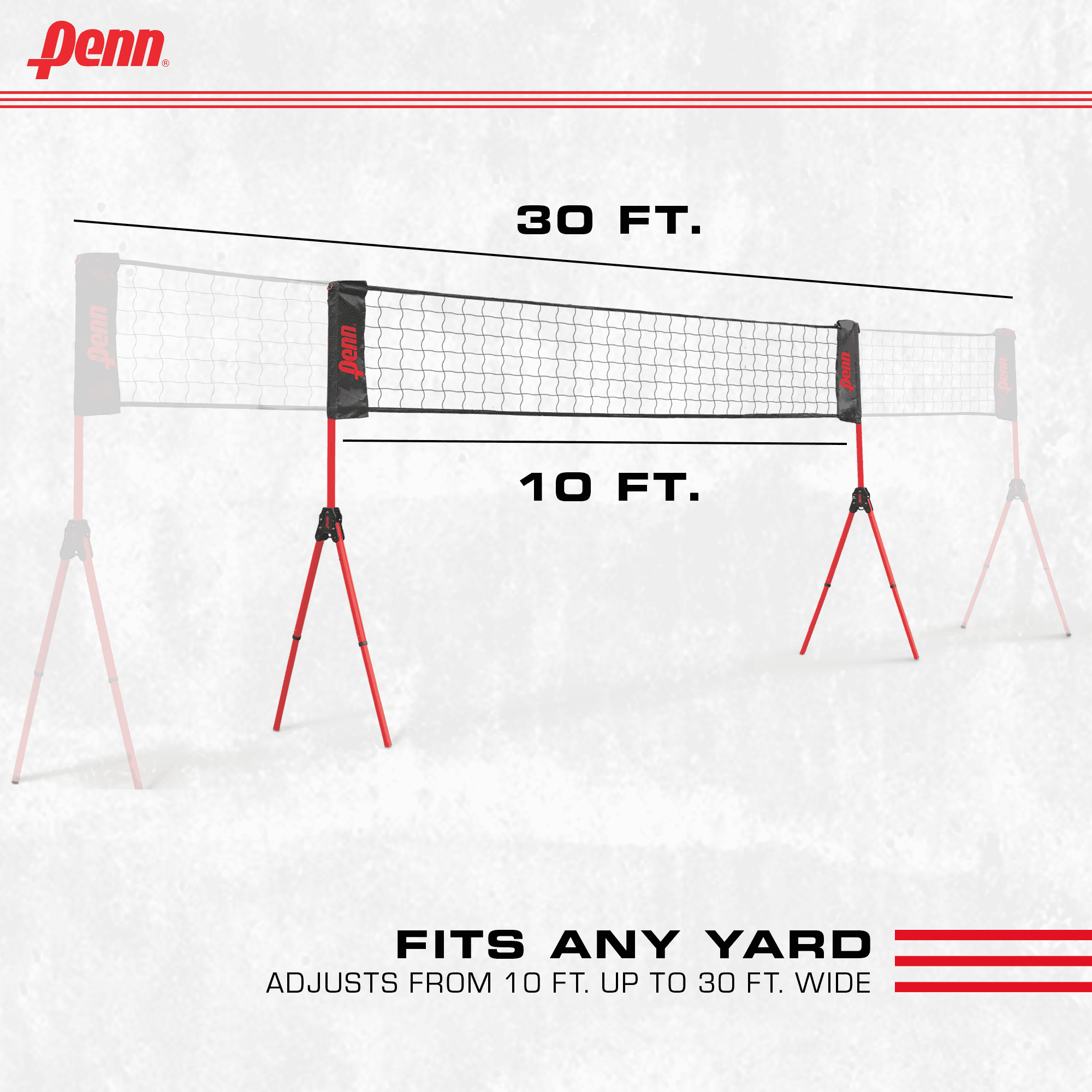 Penn Easy Fit Premium Volleyball Set, Includes Adjustable Net and Ball - Extends from 10 ft. to 30 ft. to fit your yard