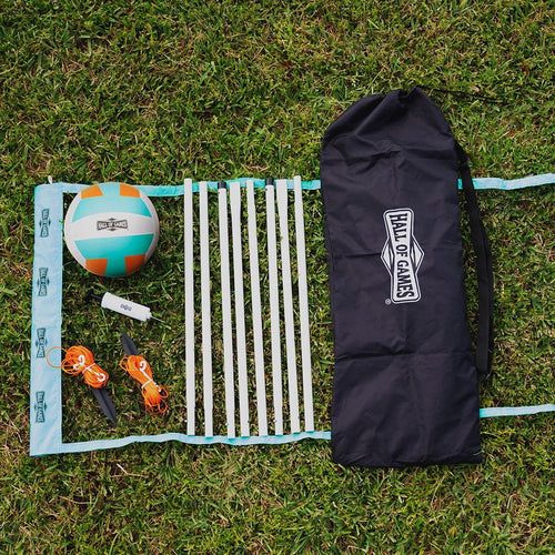 20 ft.Outdoor Volleyball Set with Adjustable Steel Poles and Official Size Volleyball by Hall of Games