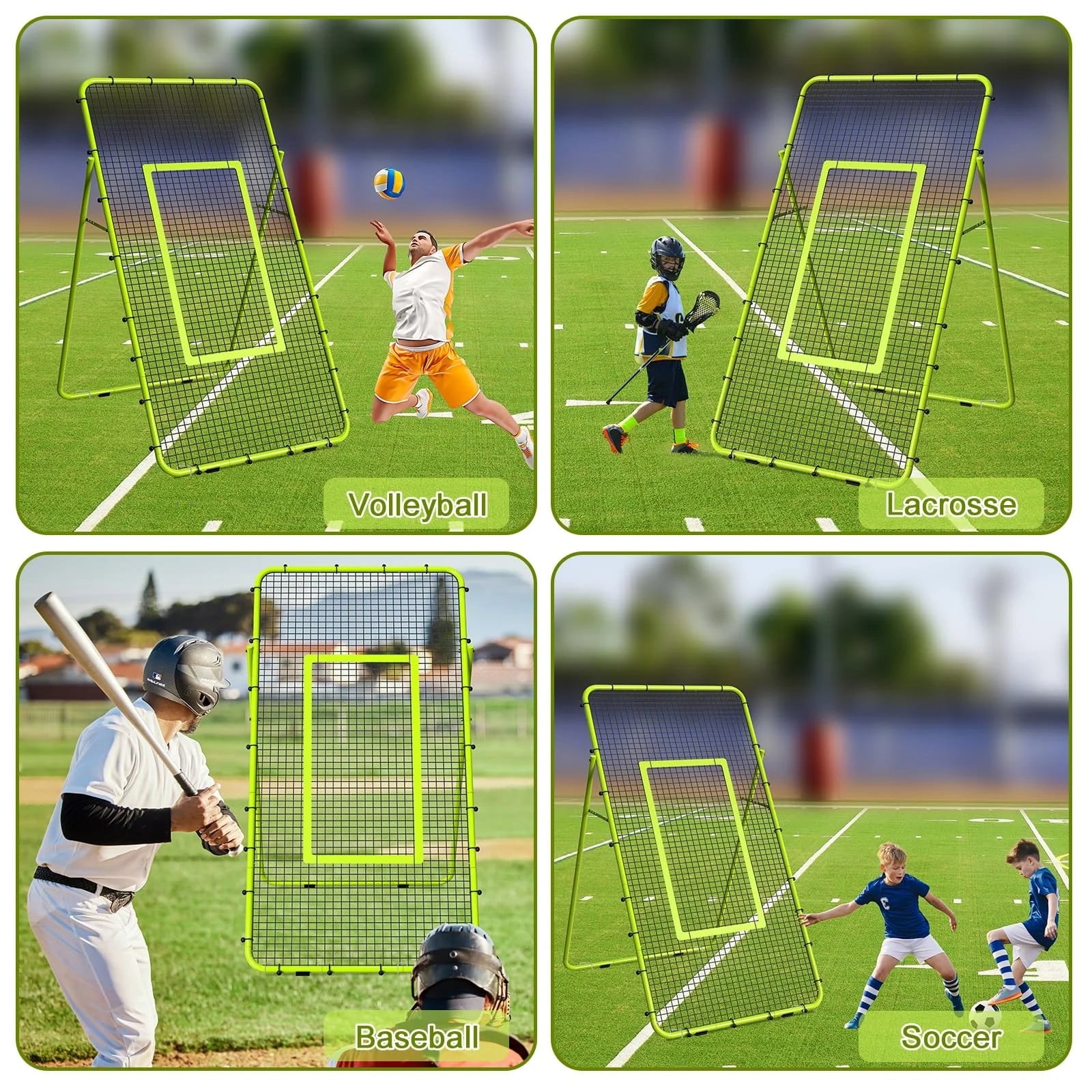 Adjustable Volleyball Rebounder Net, Durable Portable Steel Frame for Improving Volleying, Bumping, Spiking Skills, 7x4 FT