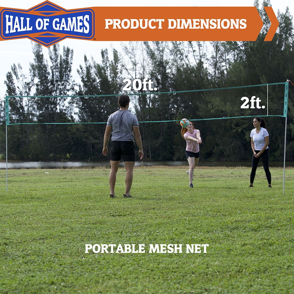20 ft.Outdoor Volleyball Set with Adjustable Steel Poles and Official Size Volleyball by Hall of Games