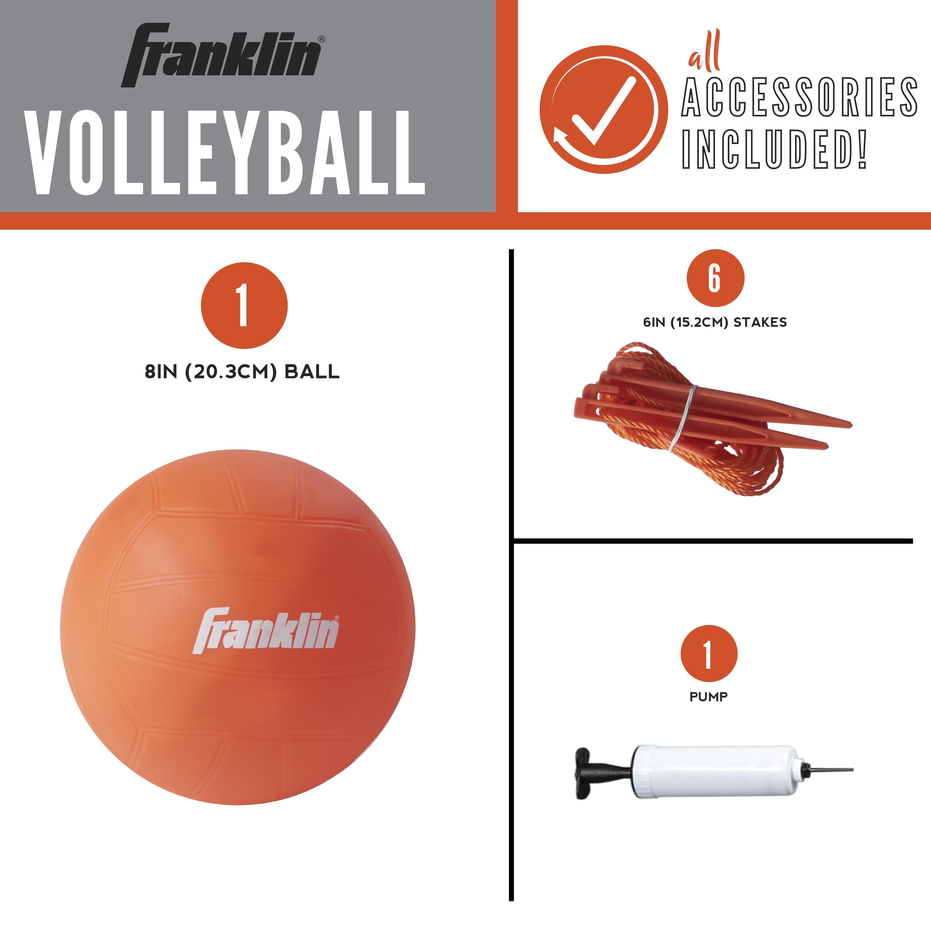 Franklin Sports Volleyball Set with Portable Net + Ball - Starter