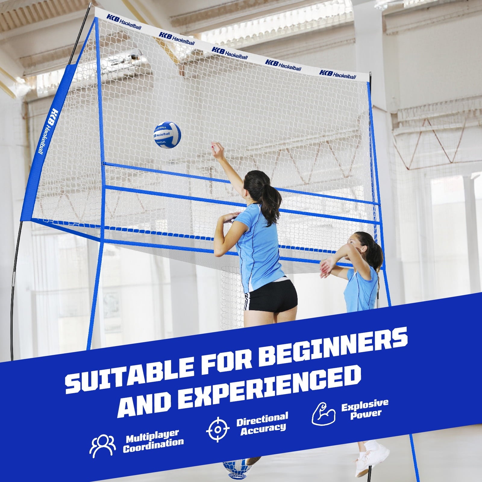 Haokelball 11x 8 ft Volleyball Training Equipment Practice Net Station for Backyard Indoor Outdoor