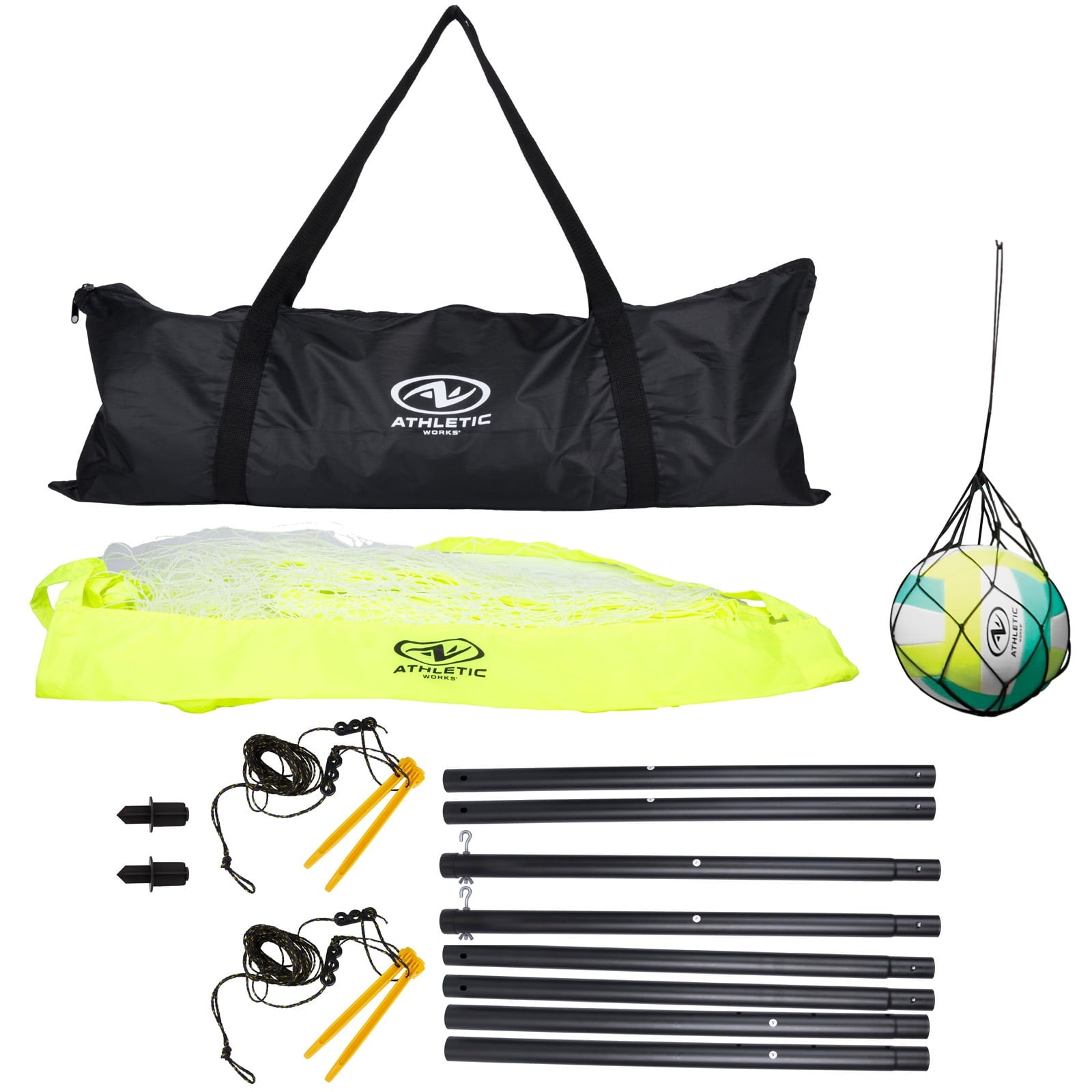 Athletic Works Outdoor Volleyball and Net Set with Ball and Pump