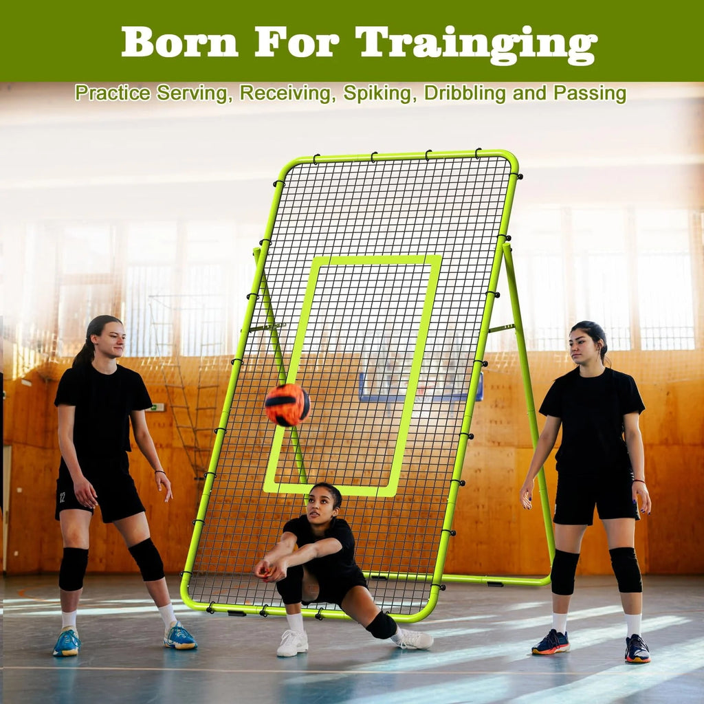Adjustable Volleyball Rebounder Net, Durable Portable Steel Frame for Improving Volleying, Bumping, Spiking Skills, 7x4 FT