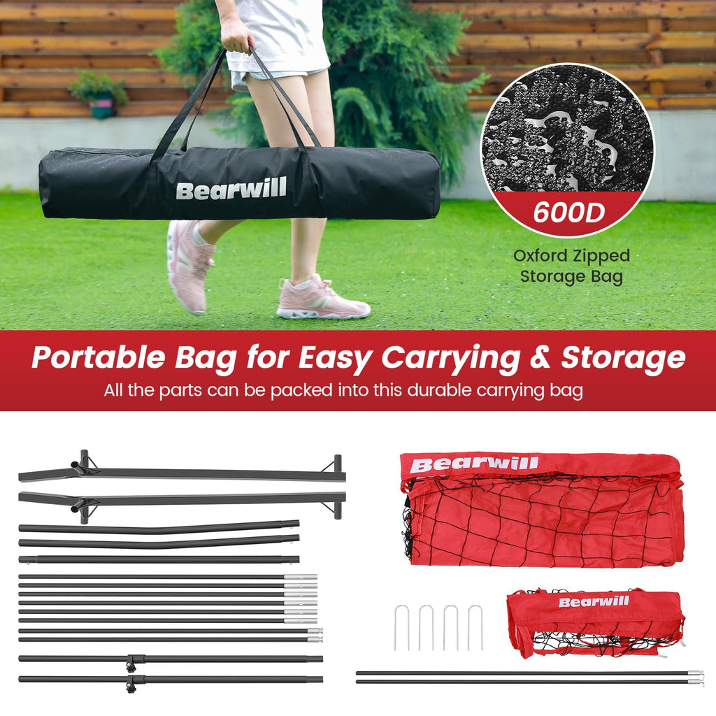 Bearwill Volleyball Training Equipment, Volleyball Practice Net System Update Freely Adjustable, Portable Volleyball Net for Backyard Indoor Outdoor Hitting Serving Passing Practice