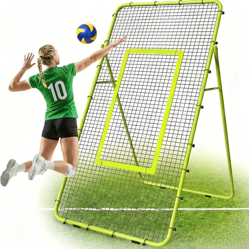 Adjustable Volleyball Rebounder Net, Durable Portable Steel Frame for Improving Volleying, Bumping, Spiking Skills, 7x4 FT