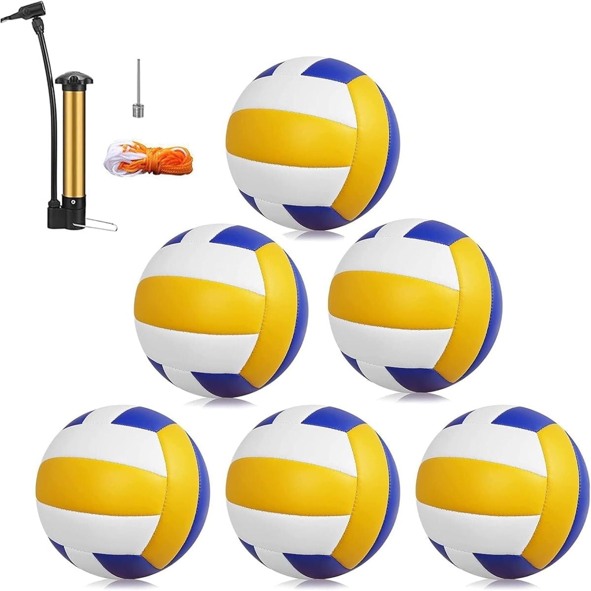 Magicorange 6 Pack Volleyball Ball, Official Size 5 Soft Touch Volleyballs with Ball Pump for Beach Play, Game, Gym, Training