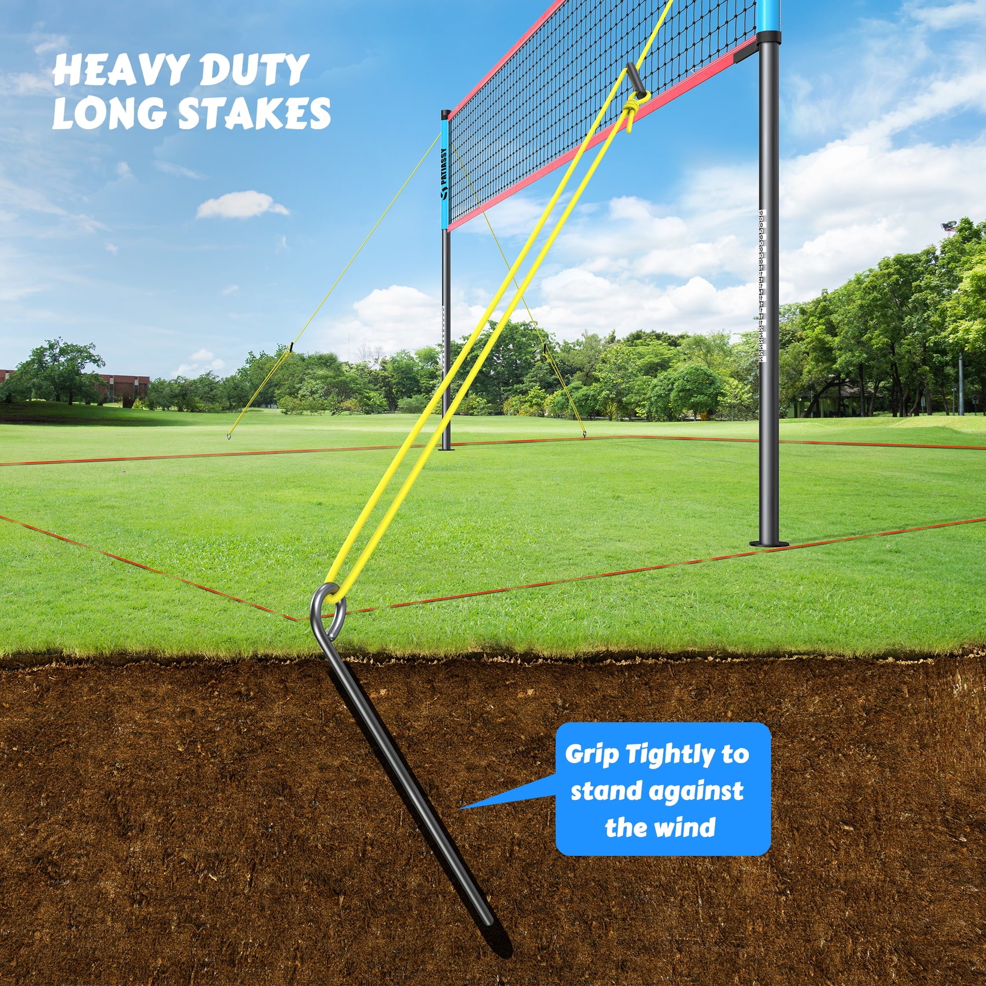 Patiassy Adjustable Height & Width Portable Volleyball Net Set with Rust-Resistant Steel Poles, Scoreboard, Ball & Carry Bag for Backyard, Beach & Outdoor