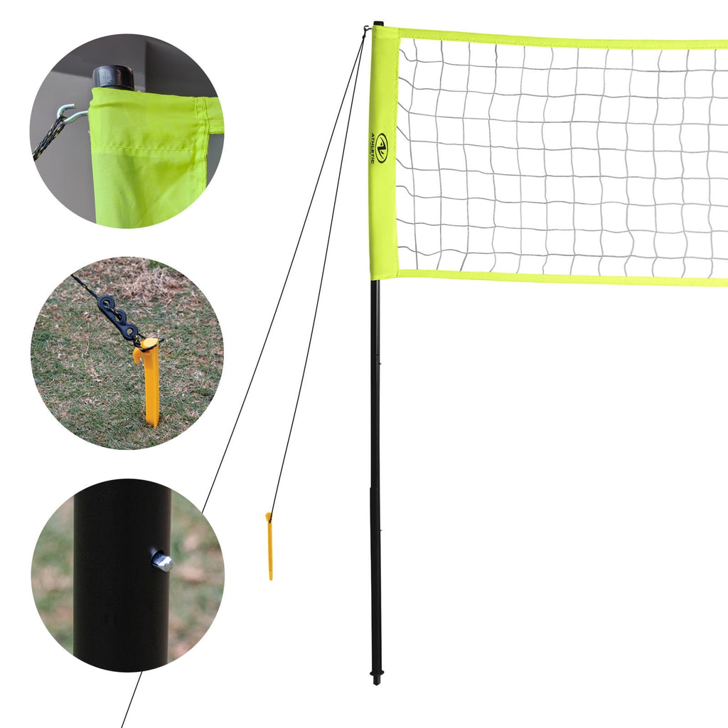 Athletic Works Outdoor Volleyball and Net Set with Ball and Pump