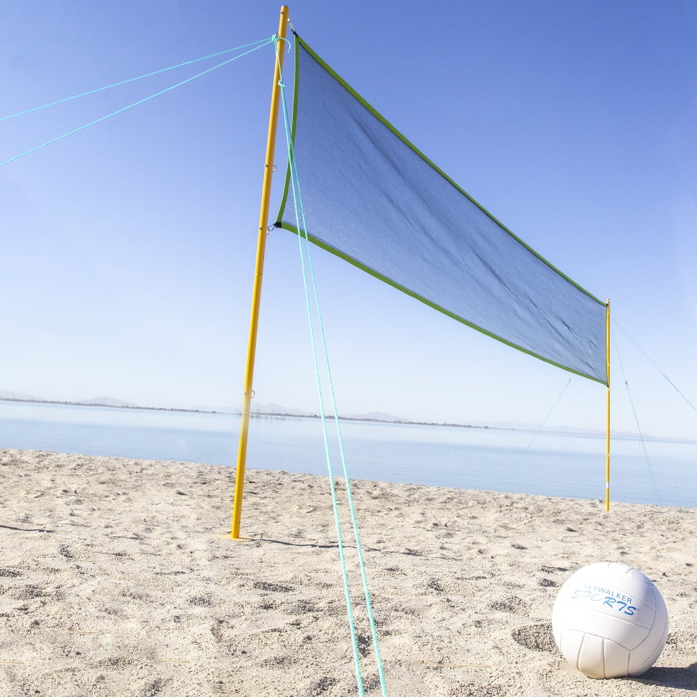 Complete Portable Volleyball Set - Skywalker Sports Kit with Regulation Ball, Steel Stakes & Carry Bag for Beach & Backyard